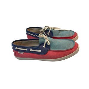 Vans Canvas Boat Shoes Colorblock pink Blue Teal Women’s Size 9